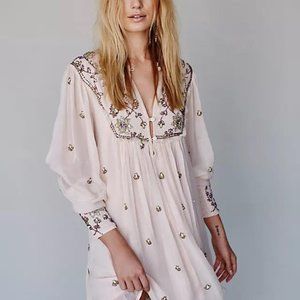 free people bali sun golden sequin/embellished mini dress sz s NWT